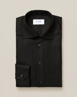 Black Textured Twill Shirt Slim Fit