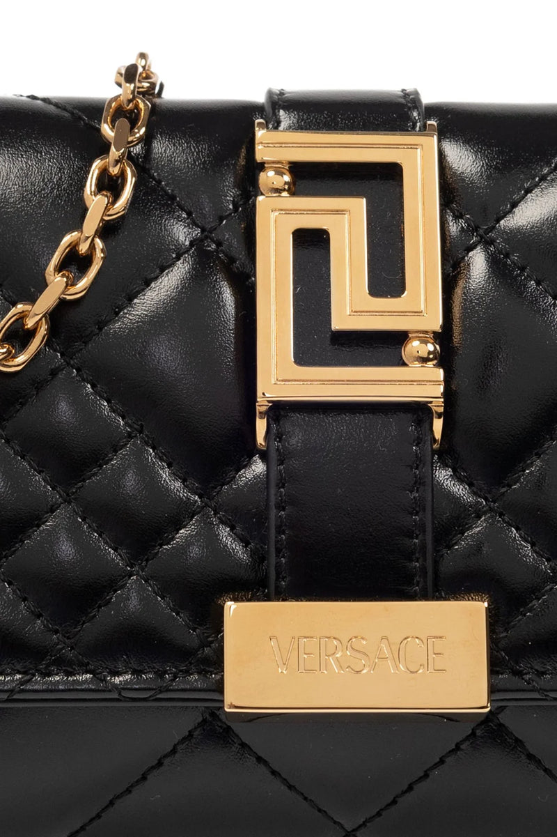 Black Greca Goddess Leather Bag