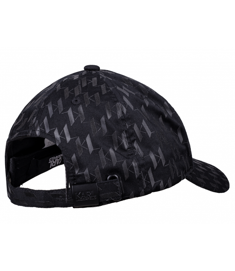 Black Cap with All Over Logo Print