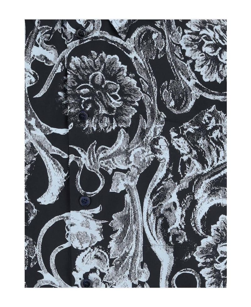All Over Baroque Print Button Up Cotton Shirt