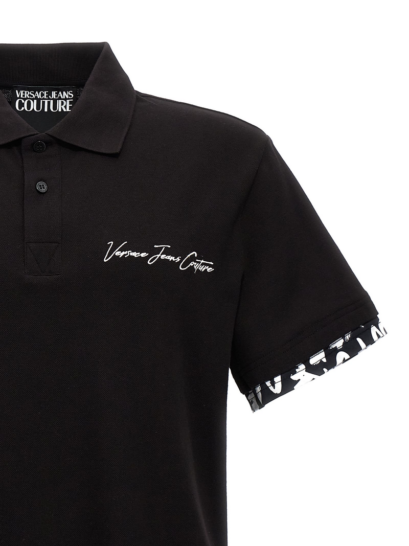 Calligraphy Logo Couture Polo in Black