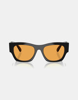 Medusa Emblem Square Sunglasses – Black / Amber