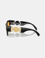 Medusa Emblem Square Sunglasses – Black / Amber