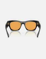Medusa Emblem Square Sunglasses – Black / Amber