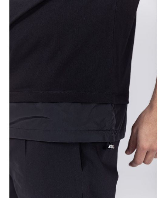 Black Crewneck with Drawcord Hem Detail