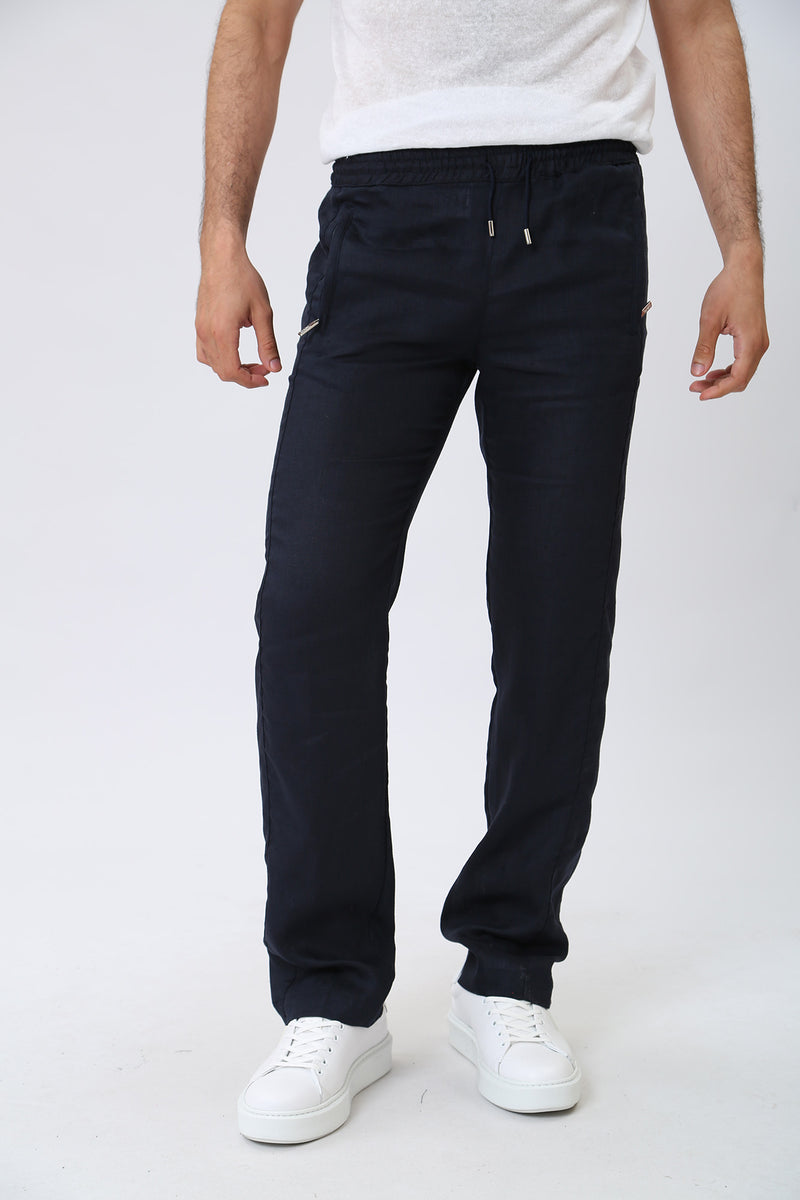 KL Linen Pants in Midnight Blue