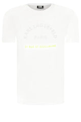 White Regular Fit T-Shirt with White and Neon Print