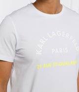 White Regular Fit T-Shirt with White and Neon Print