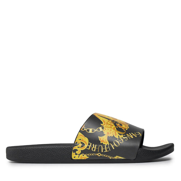 Men’s Chain Couture Slides Black/Gold