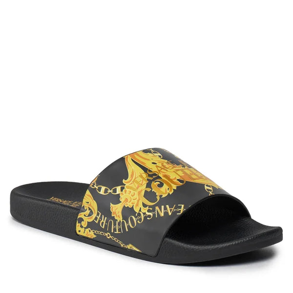 Men’s Chain Couture Slides Black/Gold