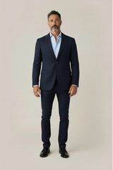 Allebasi Navy Chequered Two Piece Suit