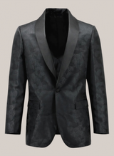 Allebasi Black Shawl Lapel Floral Print Dinner Jacket