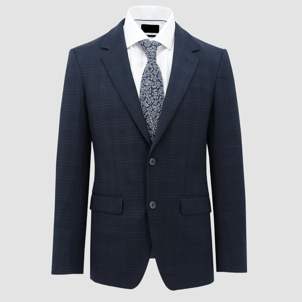 VERI Navy Chequered Two Piece Suit