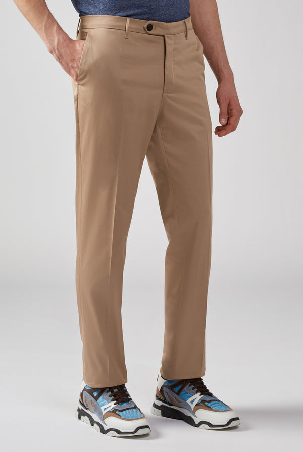 Slim Fit Cotton Chino in Light Brown