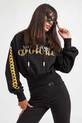 Black Chain Couture Print Hoodie