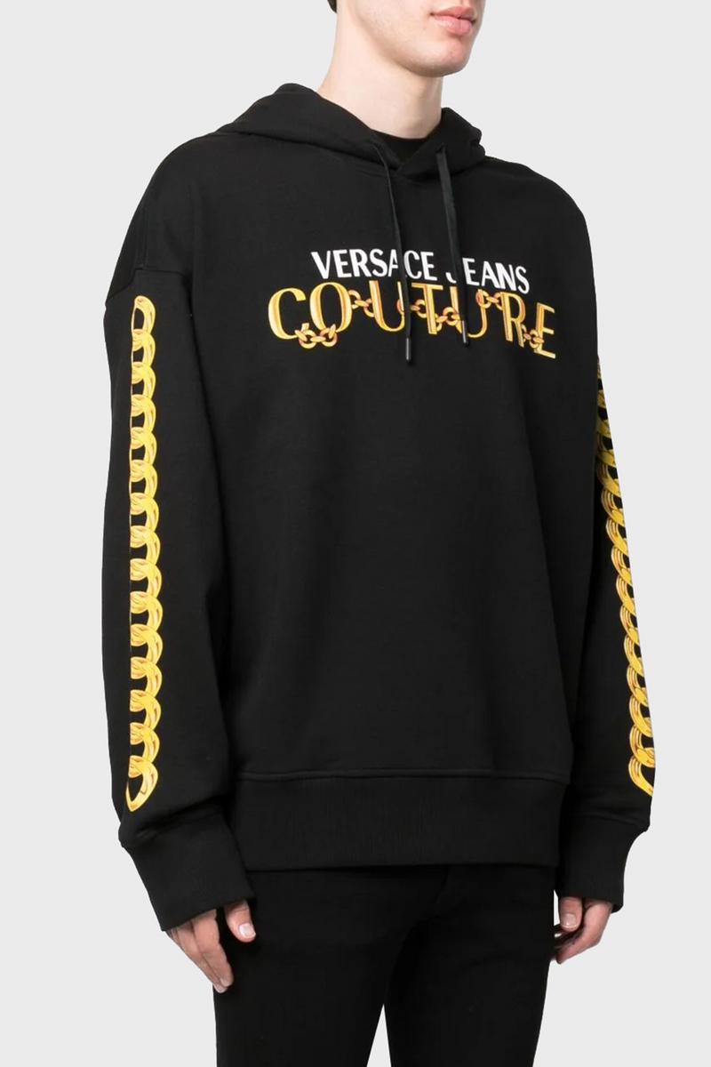 Chain Couture Hoodie in Black