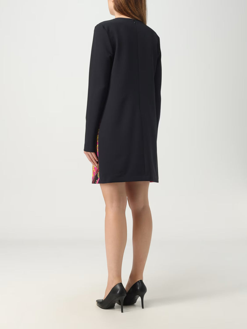 Pink/Black Chain Couture Long-Sleeve Mini Dress