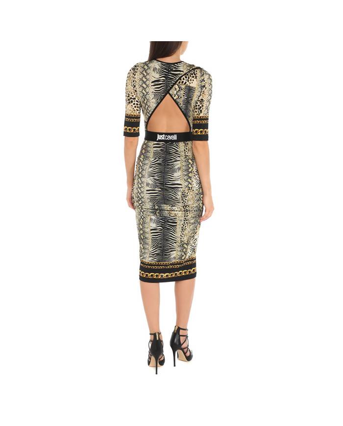 Printed Midi Open Back Dress