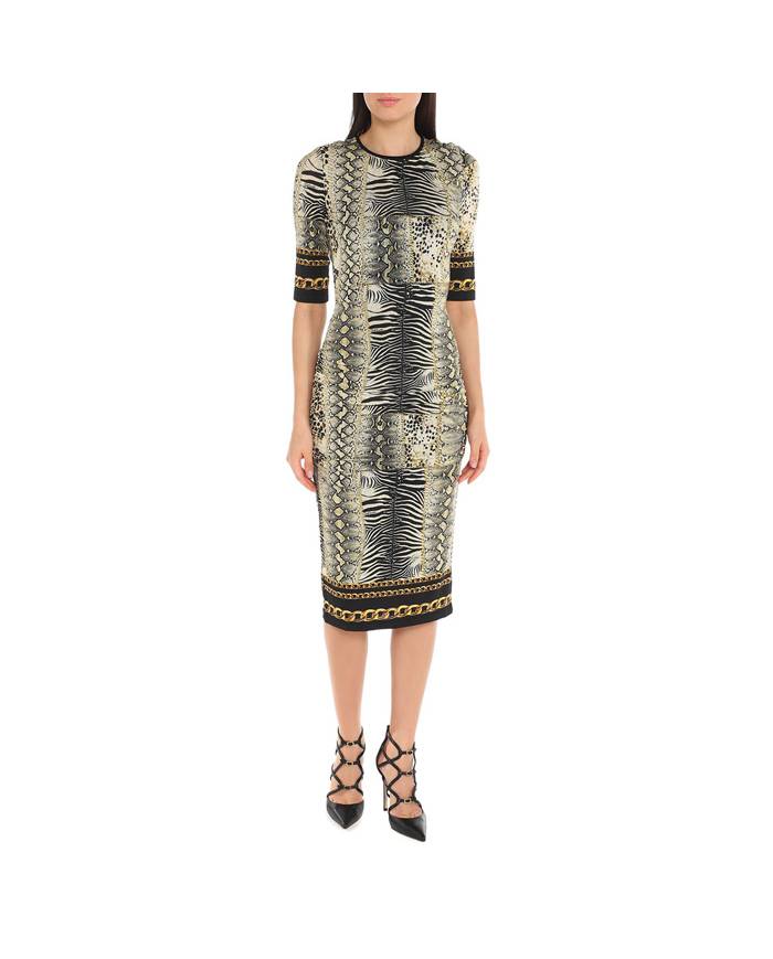 Printed Midi Open Back Dress