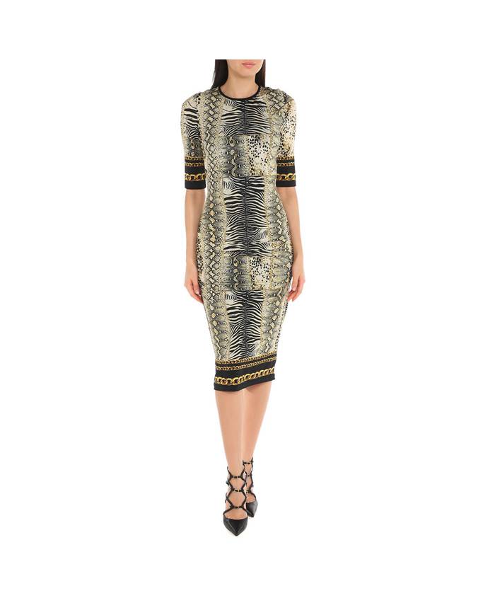 Printed Midi Open Back Dress