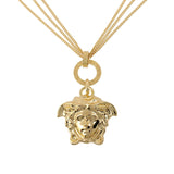 Gold Medusa Three Chain Necklace