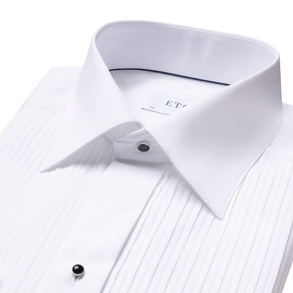 White Plissé Black Tie Dress Shirt Contemporary