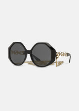 Greca Sunglasses in Black with Chain