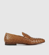 Tan Plaited Leather Loafers