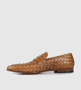Tan Plaited Leather Loafers