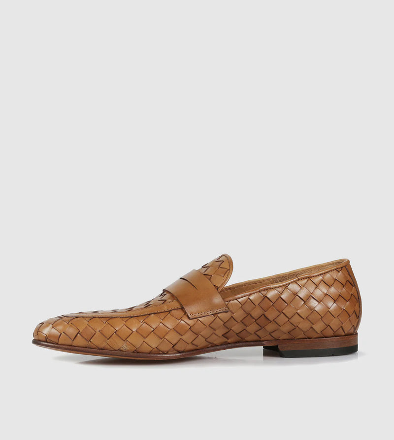 Tan Plaited Leather Loafers