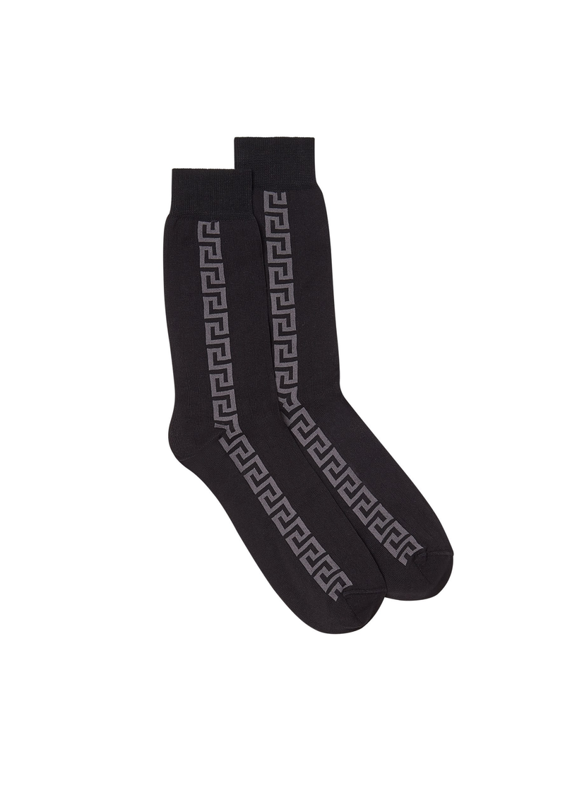 Greca Pattern Socks Black