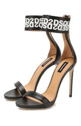 Black White DSQ2 Ankle Strap Stiletto