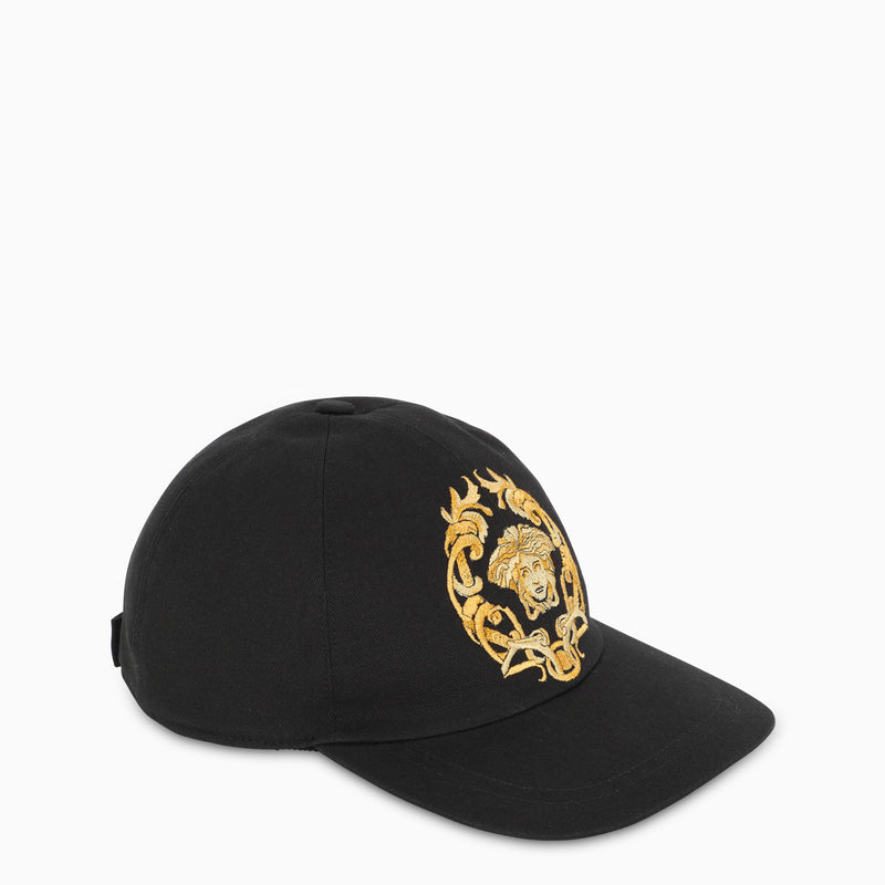 Black and Gold Embroidery Medusa Cap