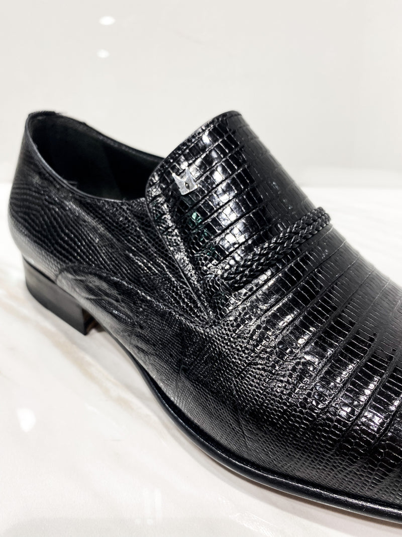 Fine Lizard Skin Dress Shoe in Black