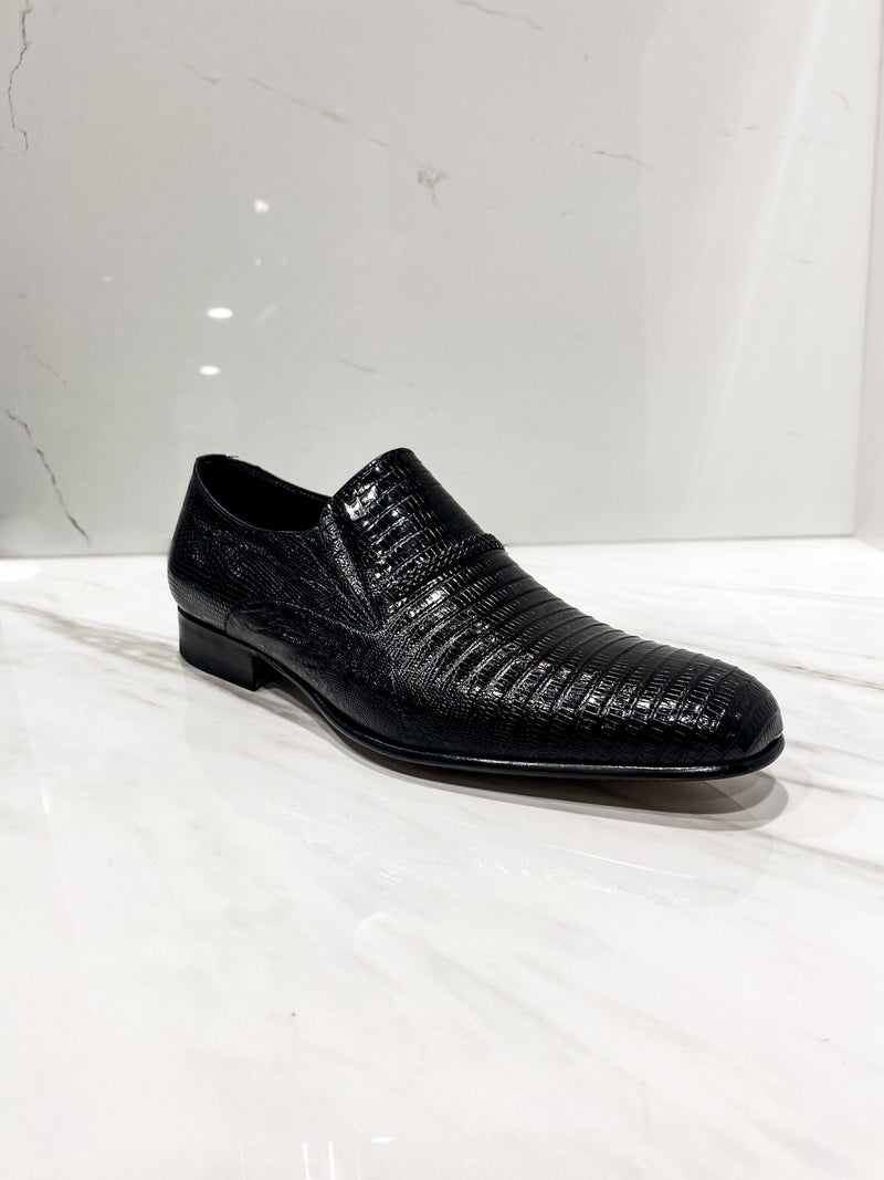 Fine Lizard Skin Dress Shoe in Black