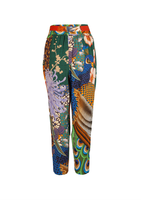 High Waisted Print Trousers