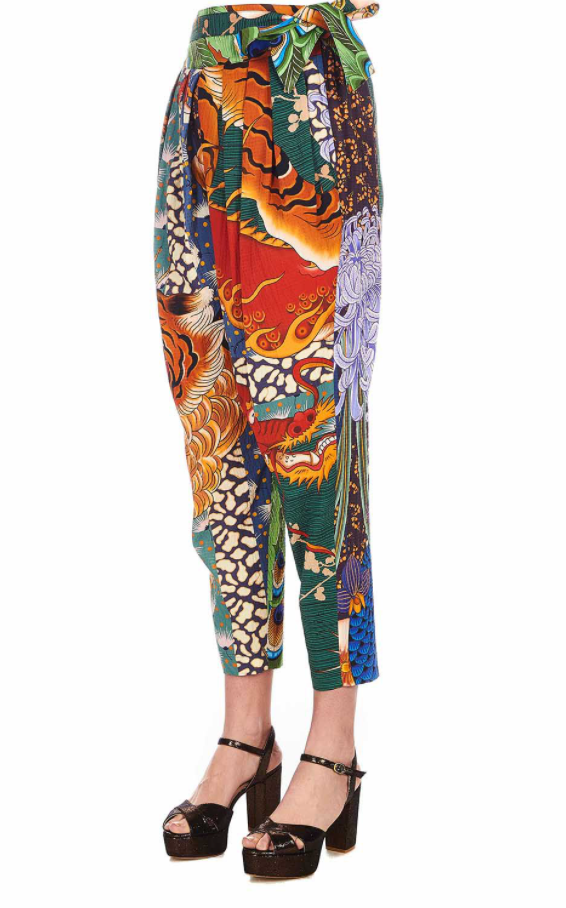 High Waisted Print Trousers