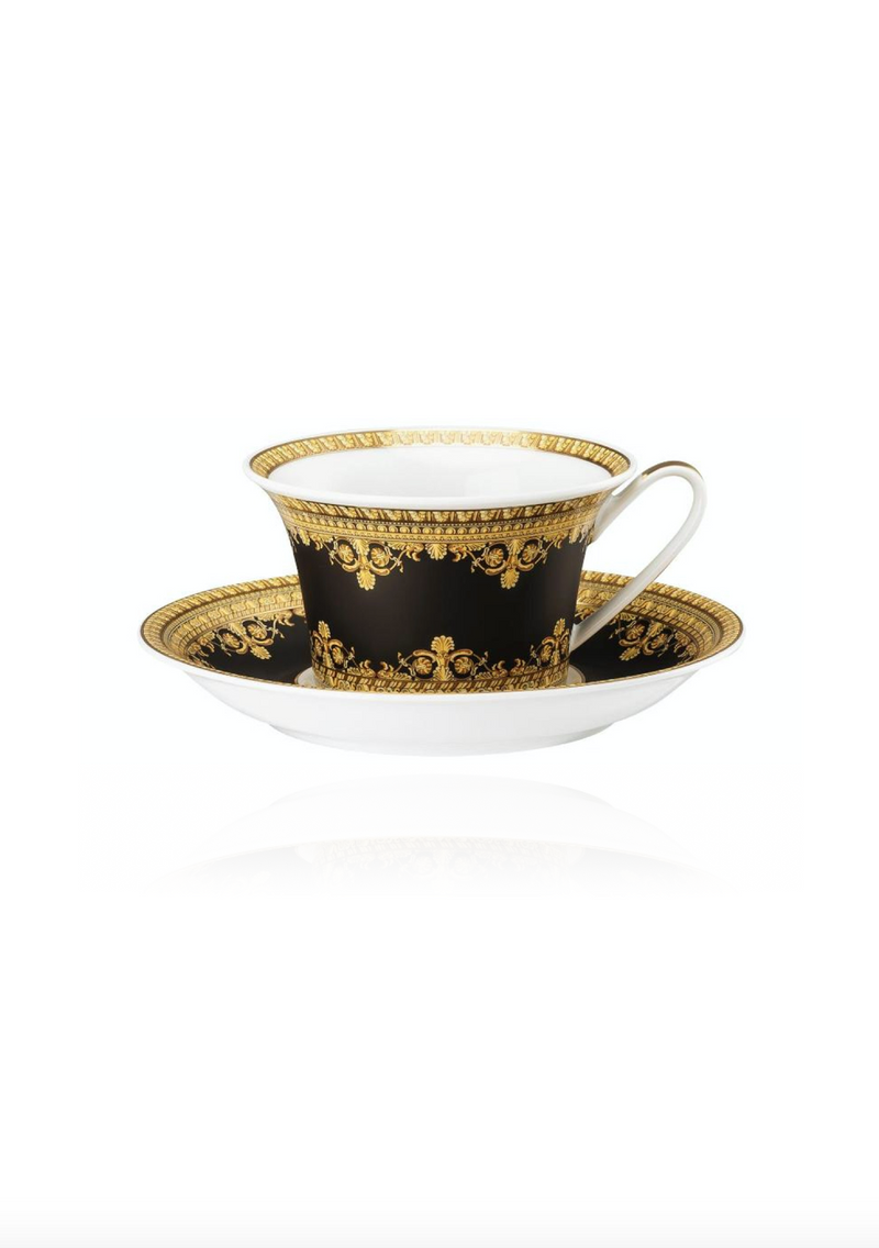 Baroque Nero Tea Cup and Saucer Set