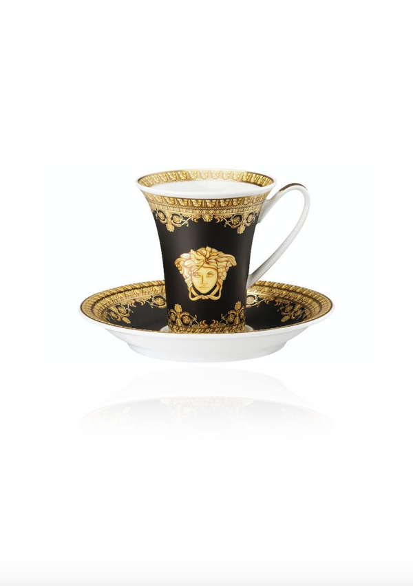 Baroque Nero Espresso Cup and Saucer Set