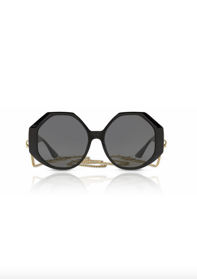 Greca Sunglasses in Black with Chain