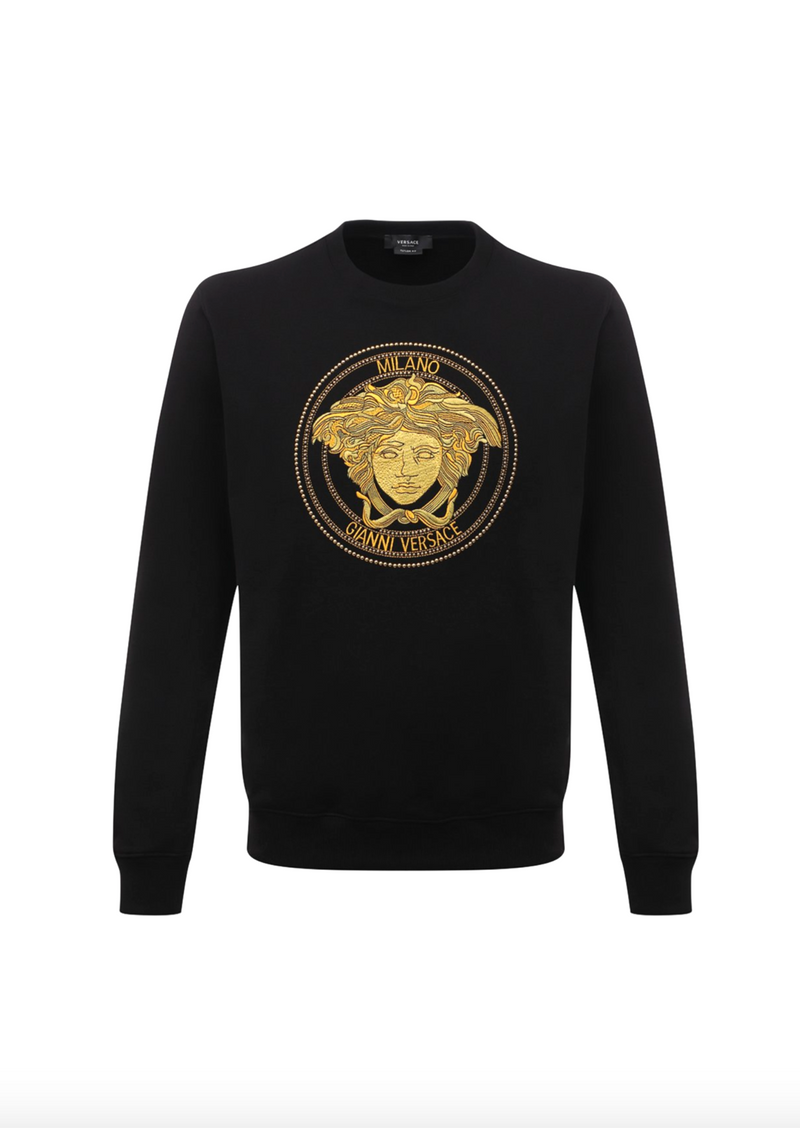 Medusa Embroidered Sweatshirt Black