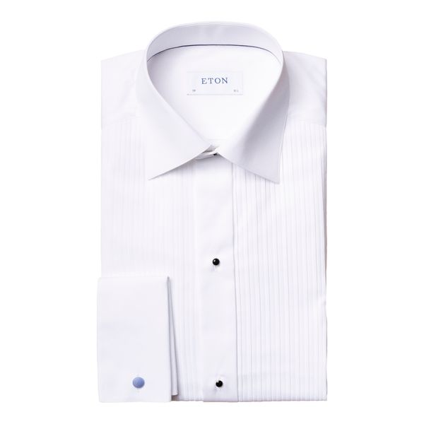 White Plissé Black Tie Dress Shirt Contemporary