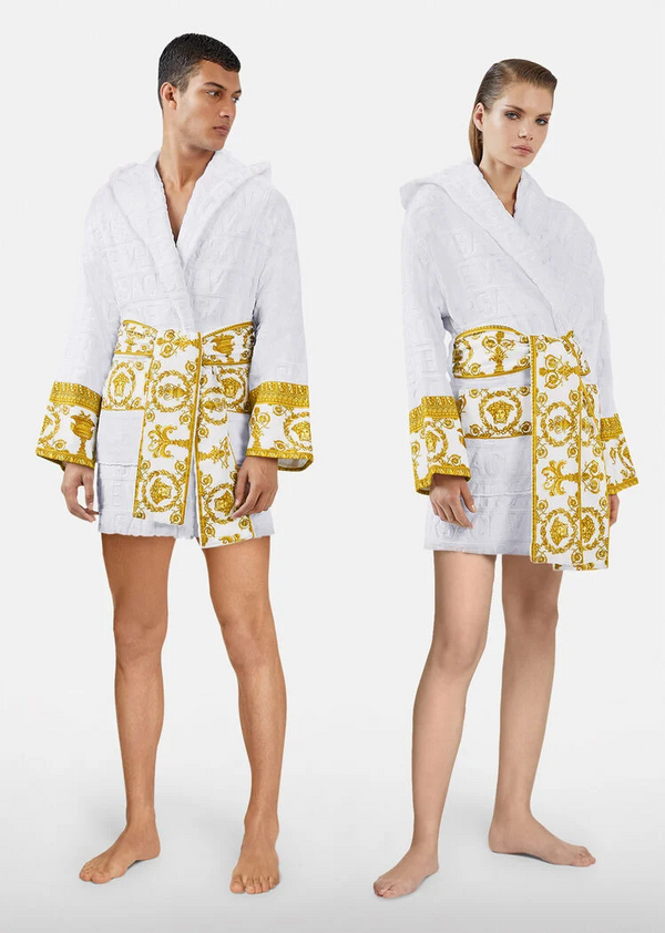 I Love Baroque Hooded Bathrobe White