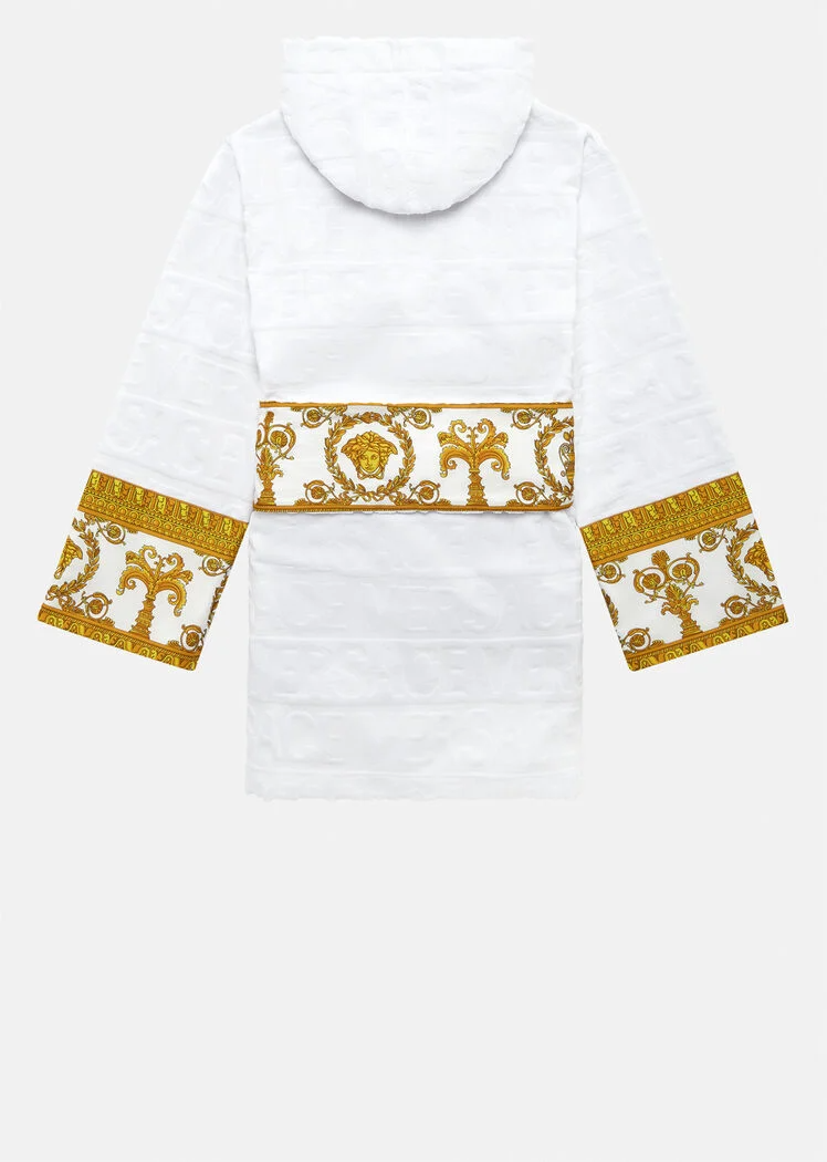 I Love Baroque Hooded Bathrobe White
