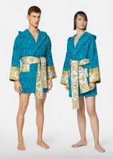 I Love Baroque Hooded Bathrobe Teal