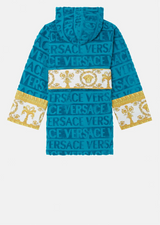 I Love Baroque Hooded Bathrobe Teal