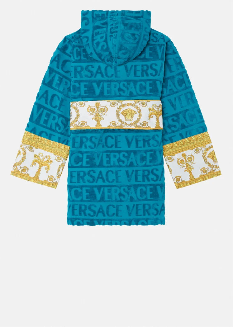 I Love Baroque Hooded Bathrobe Teal